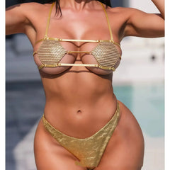 Rhinestone Micro Bikini Set Glitter Triangle Two Piece Swimwear Bathing Suit Two pieces