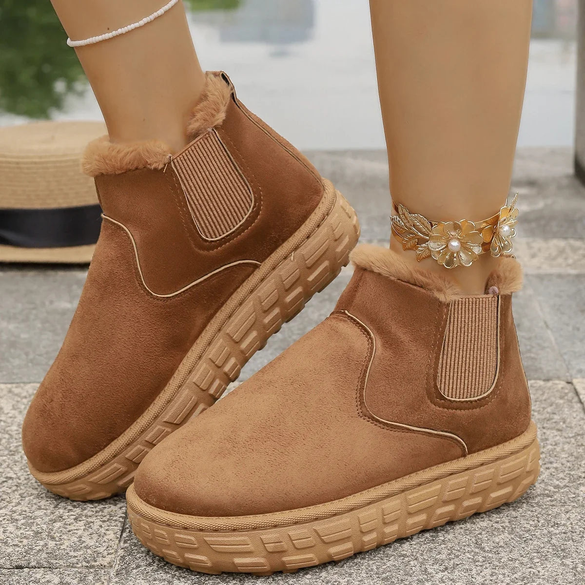 Plush Warm Non Slip Waterproof Ladies Flats Sneaker