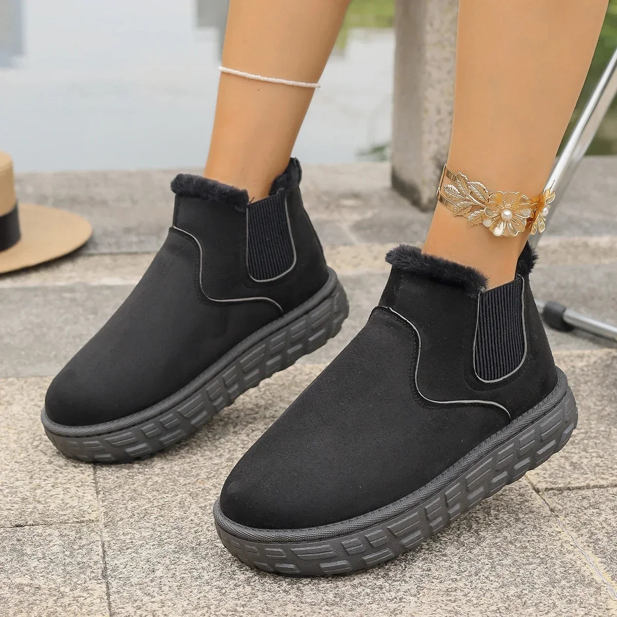 Plush Warm Non Slip Waterproof Ladies Flats Sneaker