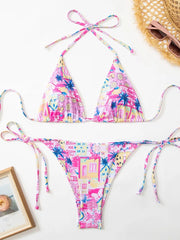 Floral Micro Bikini Set Two Piece Swimwear & Bathing Suit Thongs Panties Set