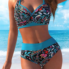 Quick-Dry Crisscross Bikini Set Lingerie Top & High Cut Bottom Tie-Front Swimwearwear