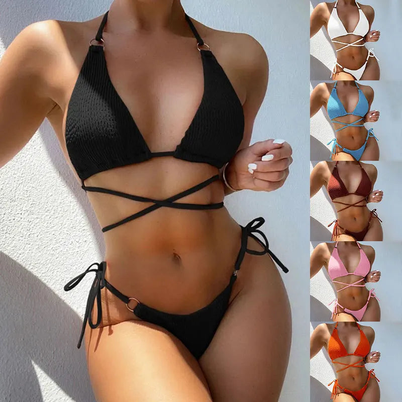 Bandage Bikini Set Trendy High Cut Swimwear Triangle Bikini Bathing
