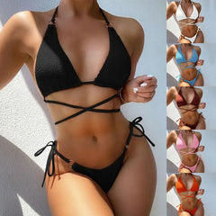 Bandage Bikini Set Trendy High Cut Swimwear Triangle Bikini Bathing