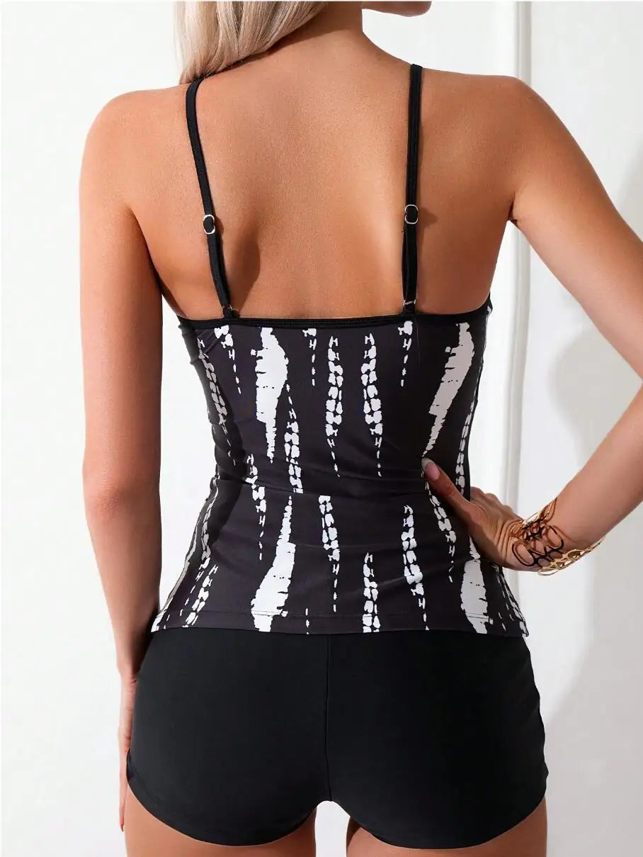Boyleg Tummy Control Tankini Set Modest Two Piece Swimwear Swimsuit