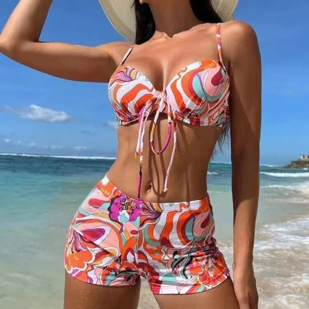 Modest Floral Doodle Swimsuit Underwire Full Coverage Boy Two Piece Set Floralwear