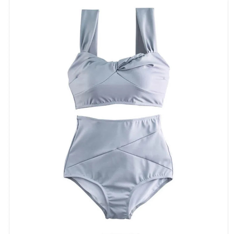 Elegant Tummy Control Bikini Korean Style Open Back Swimsuit for Two Piece Swimsuit Bikini Sets