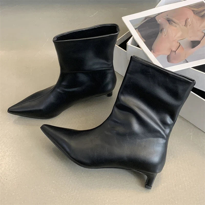 Fall Winter Soft Leather Ankle Boots