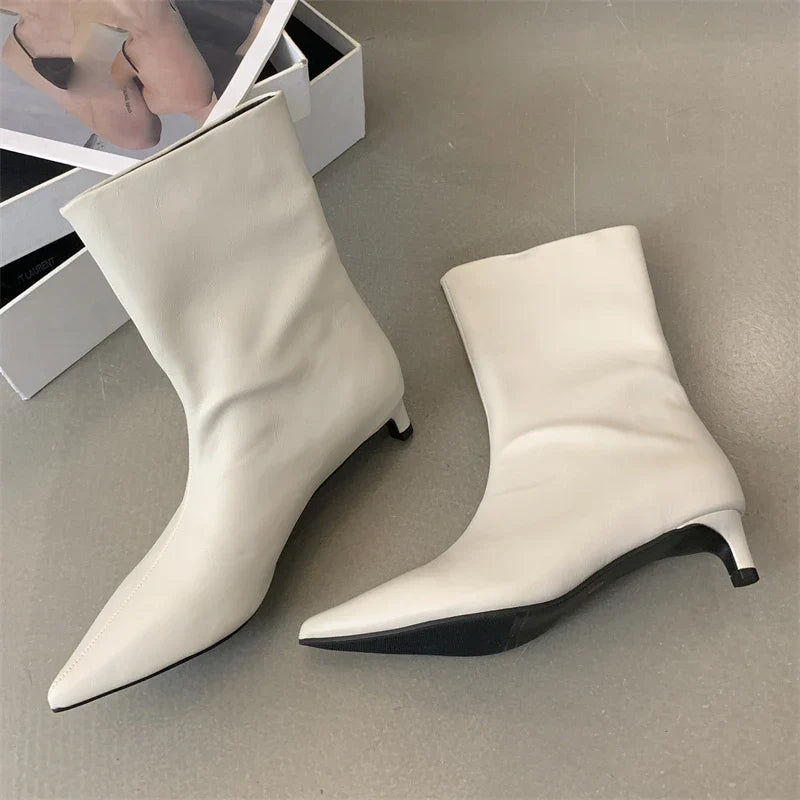 Fall Winter Soft Leather Ankle Boots