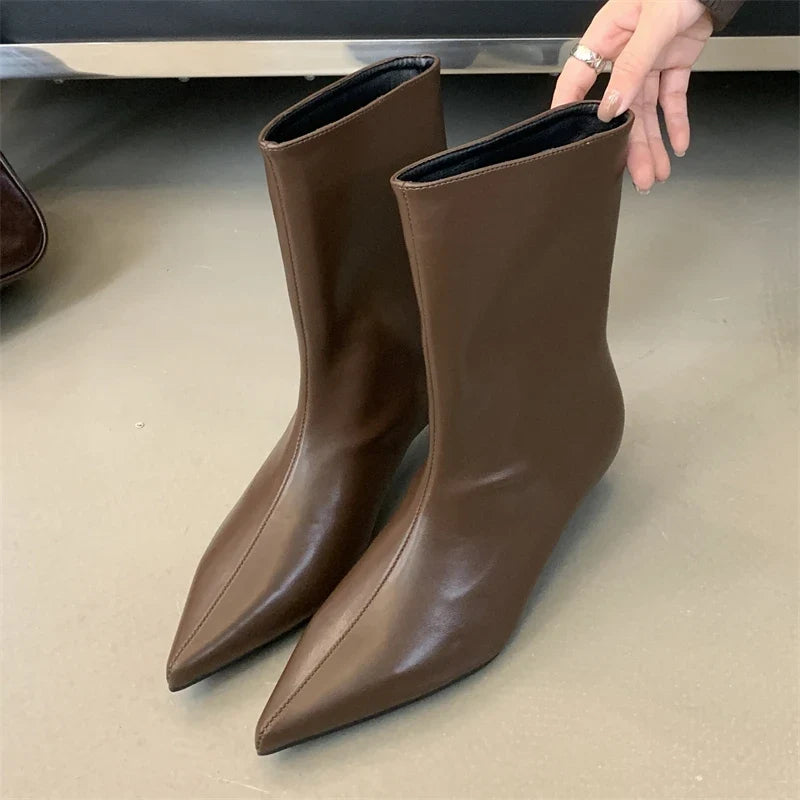 Fall Winter Soft Leather Ankle Boots