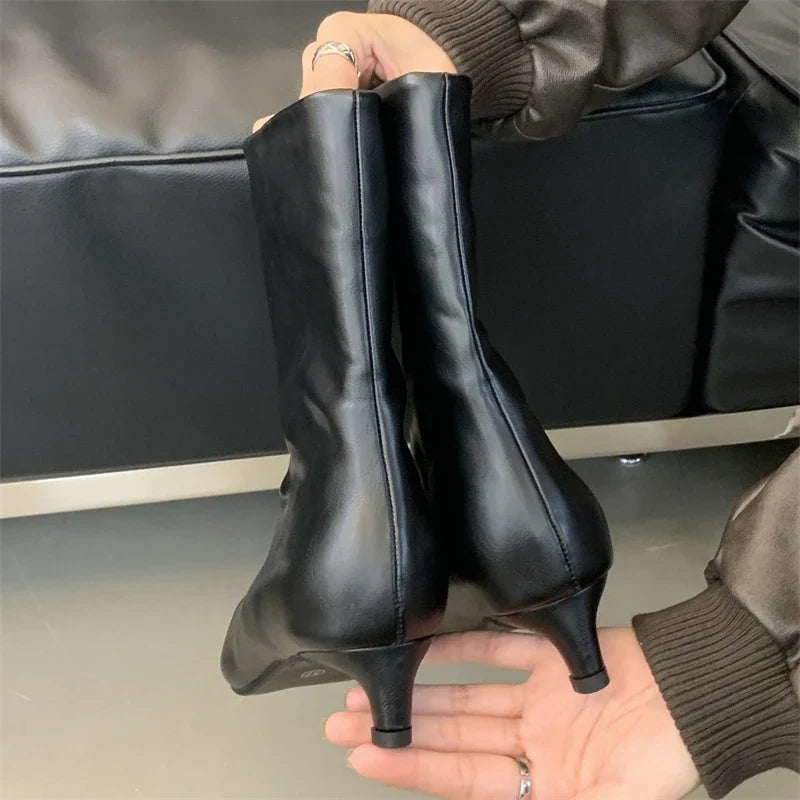Fall Winter Soft Leather Ankle Boots