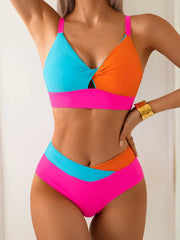Bikini Set Color Block Two Piece Swimsuit for Y2K Swimwearwear