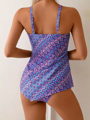 Printed Tankini Set Tummy Control & High-Waist Bottoms Slimming Swimsuit Two Piece Floral Panties Suit Crop