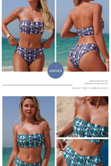 Snake Print Bikini Set Wild & Animal Print High-Waist & Halter Off Shoulder Bikini Set Two Piece Bathing Suit
