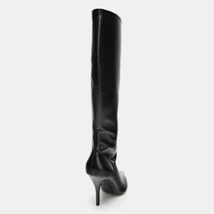 Winter Black Soft Leather Knee Boots