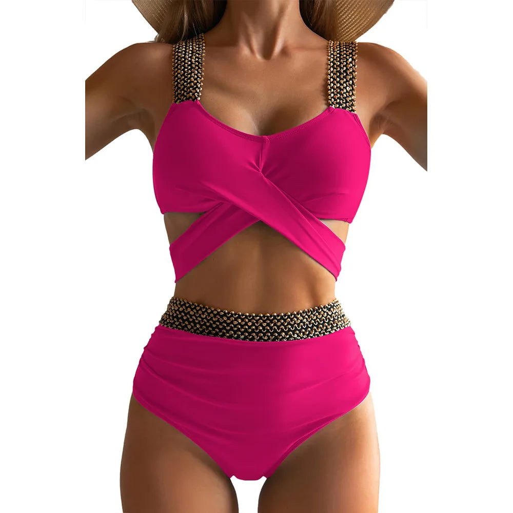 Criss Cross Backless Bikini Set Two Piece Swimsuit with Slim Fit Panties Swimsuit