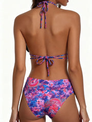 Floral Bikini Set Two Piece Swimsuit Wear for & Open Back Swimwears