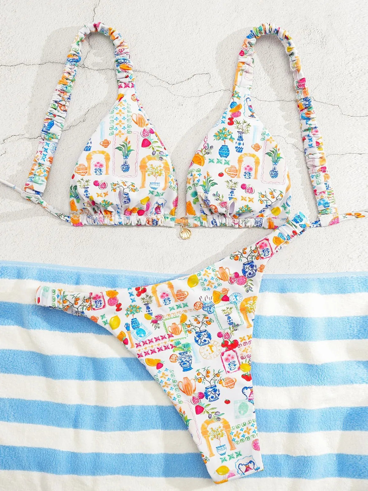 Floral Bikini Set Two Piece Swimsuit INS Fresh Style Wear Tropical Getaway