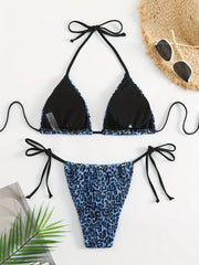 Leopard Print Micro Bikini Set Two Piece Swimsuit Fashionwear Lace Up Bandage Swimwears