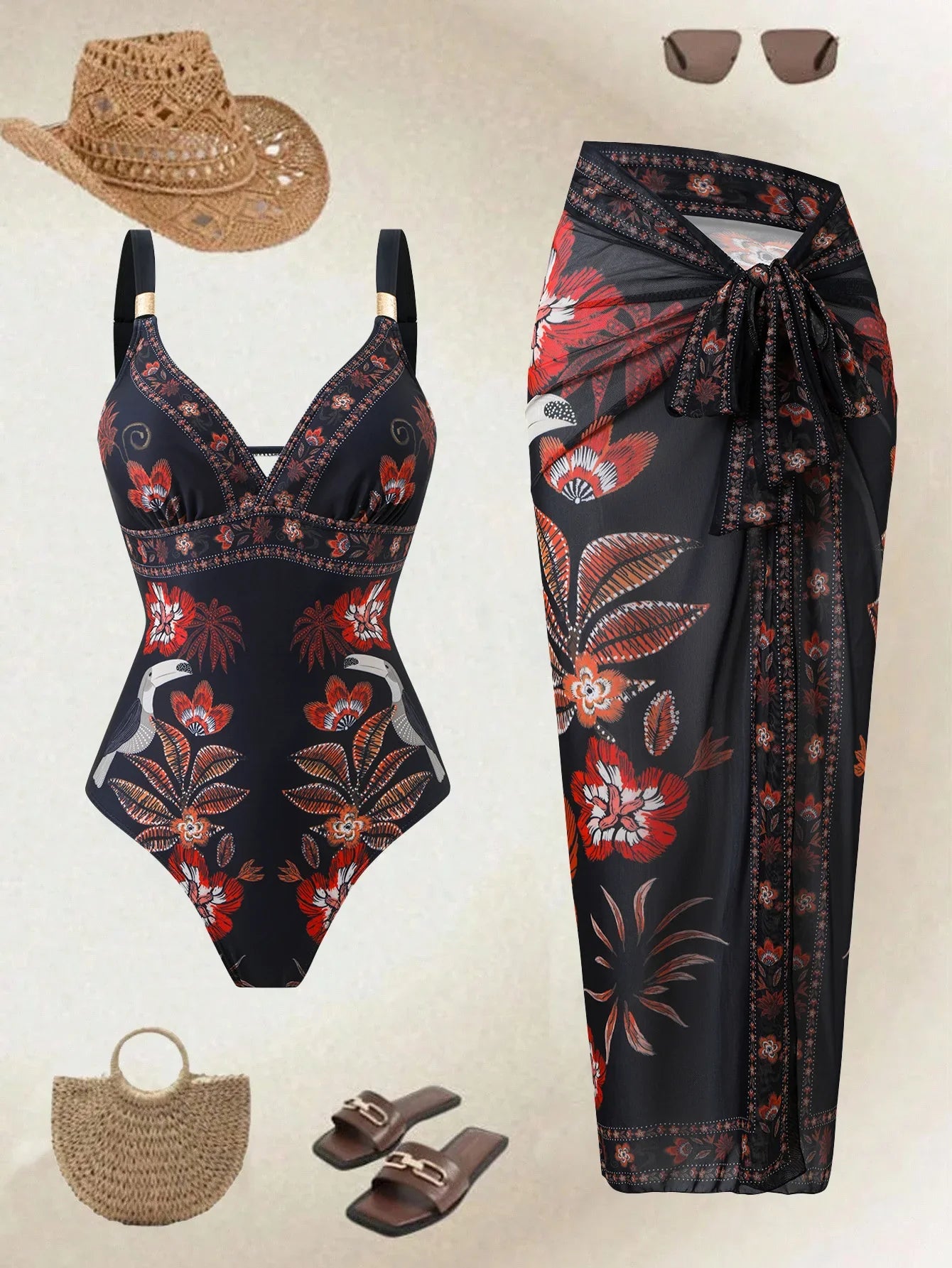 Premium One Piece Swimsuit Solid Color Bathing Suit with Tummy Control Ruched Long Swimsuit Two Piece
