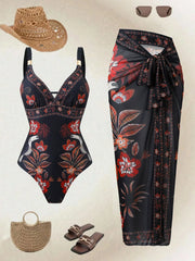 Premium One Piece Swimsuit Solid Color Bathing Suit with Tummy Control Ruched Long Swimsuit Two Piece