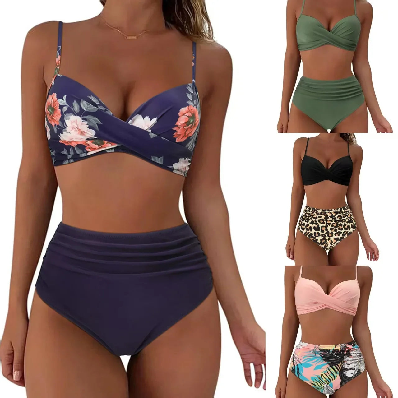 Thickened Bikini High-Waist Cover-Up Strapless Swimsuit Side Cross-Border Swimwears