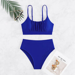 Two Piece Swimsuit Solid Color Bikini Bathing Suit Two Piece Panties Suit