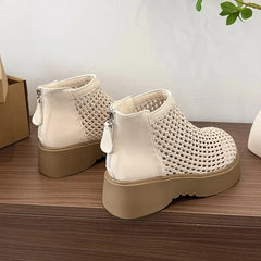 Hollow Out Mesh Ankle Boots