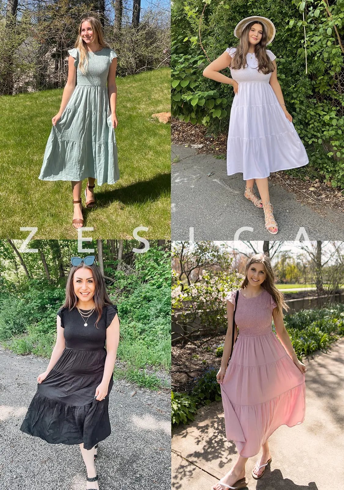 summer casual flowing short midi dress