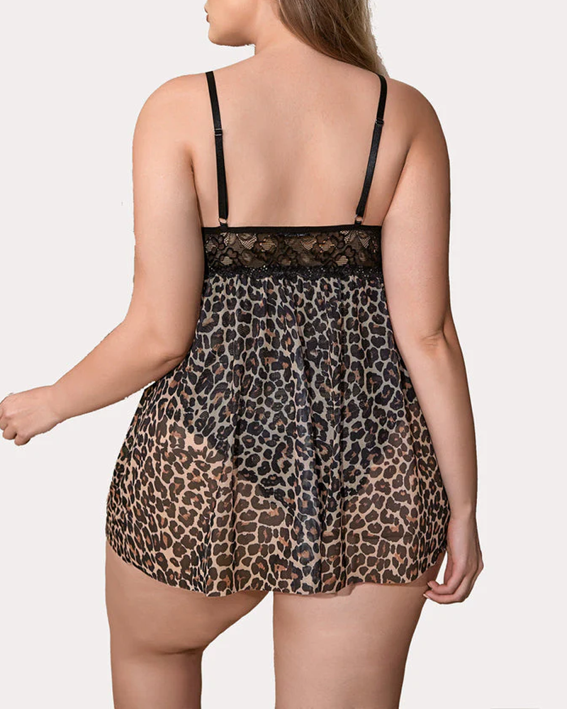 Plus Size Lace Teddy with Crisscross Front Straps