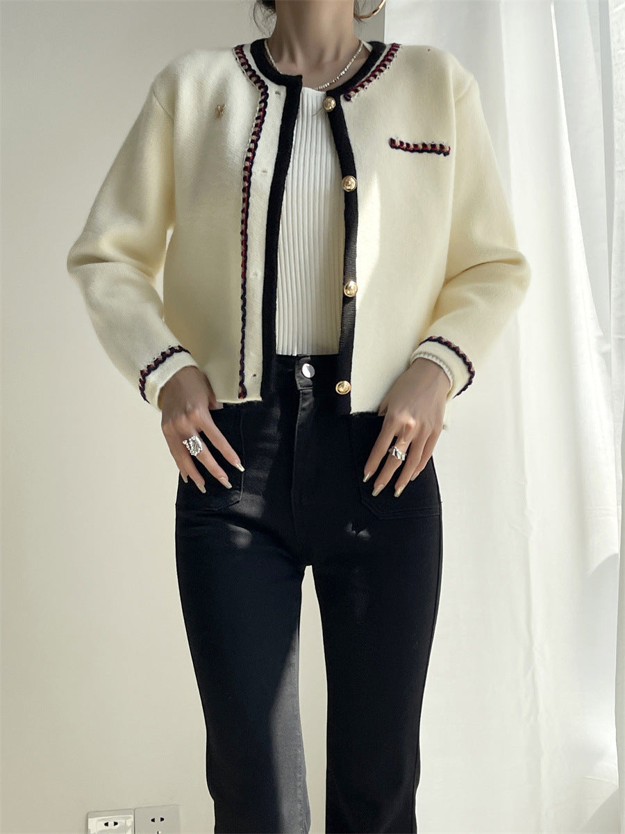 Long sleeve lady style knit cardigan coat sweater coat