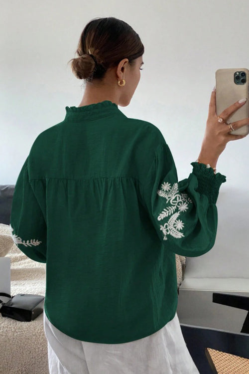 Everyday Luck Floral Embroidered Cotton Top - 5 Colors