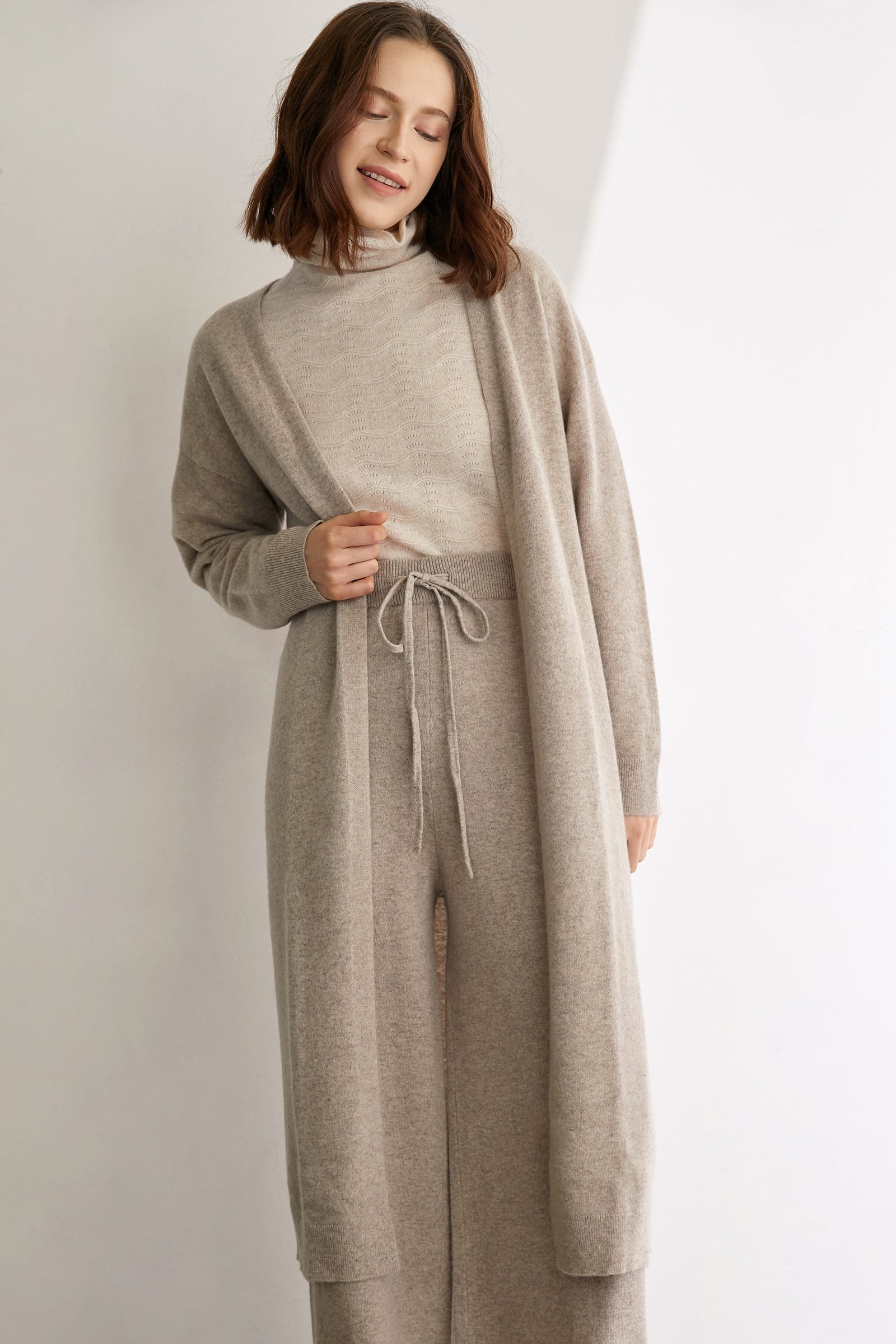 Herman Wheat Premium Wool Longline Cardigan
