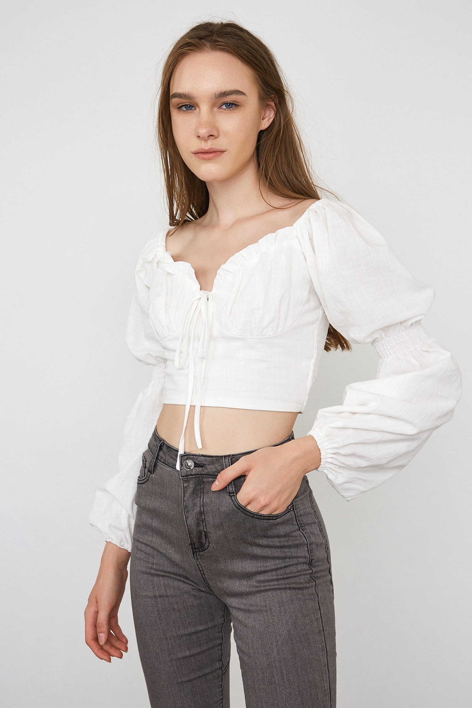 Roxanna White Puff Sleeve Blouse