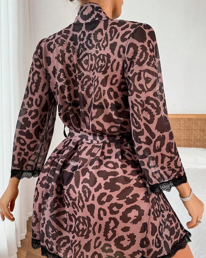 Leopard Print Spaghetti Strap Bikini Set