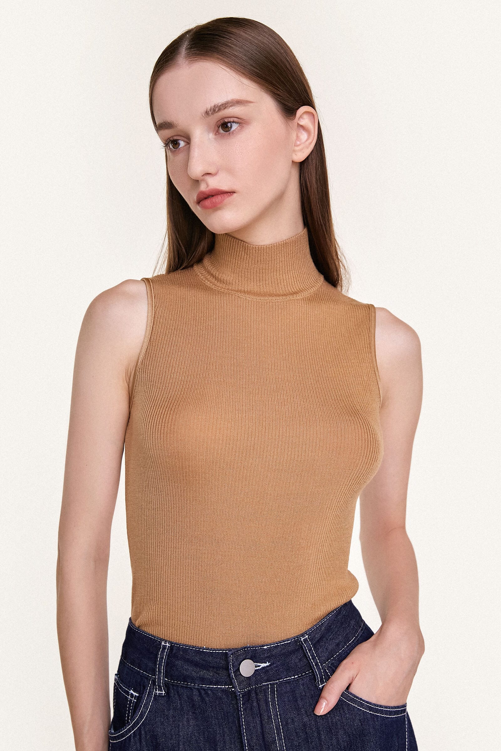 Peru Wool-Blend Mock Neck Sweater Vest