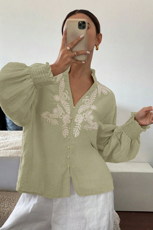 Everyday Luck Floral Embroidered Cotton Top - 5 Colors