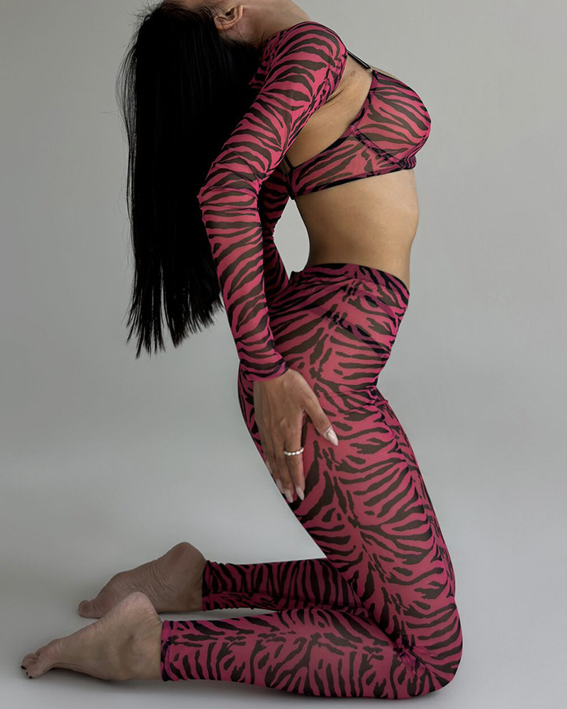 Zebra Print 4-Piece Lingerie Set