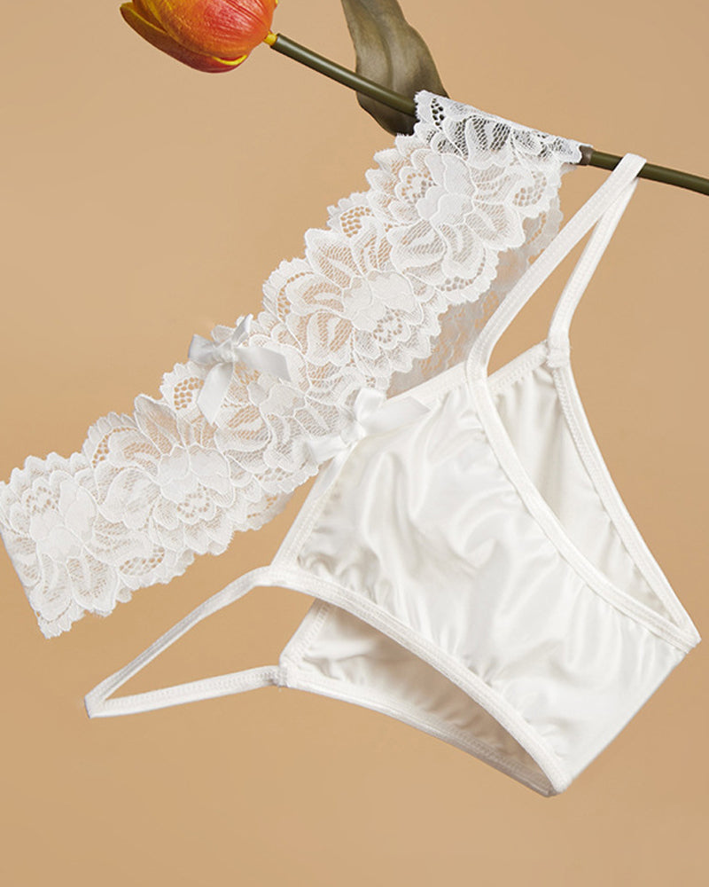 Satin Lace Openwork Breathable Panties
