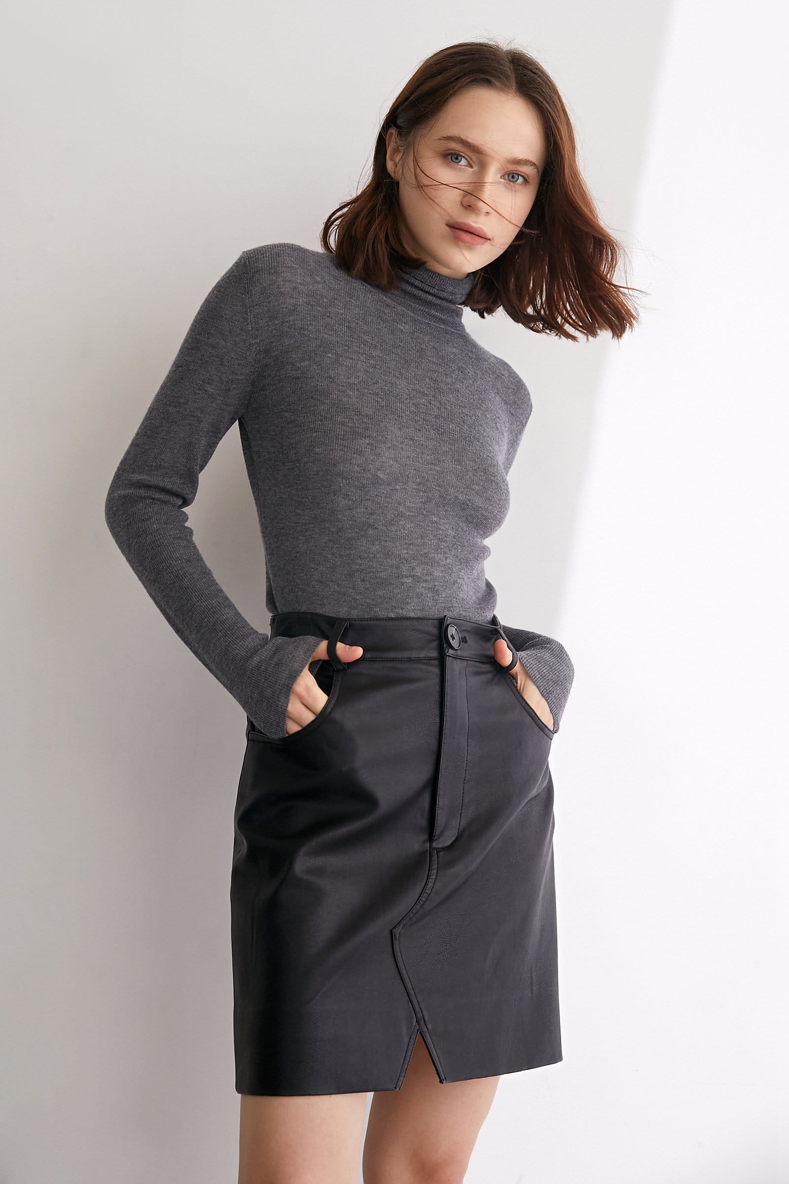 Sven Grey Premium Wool Turtleneck Sweater