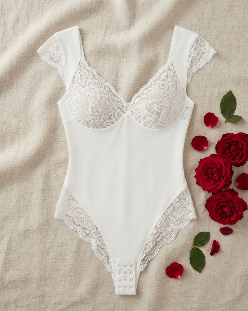 Outerwear-Ready Lace Short Sleeve Shapewear Bodysuit