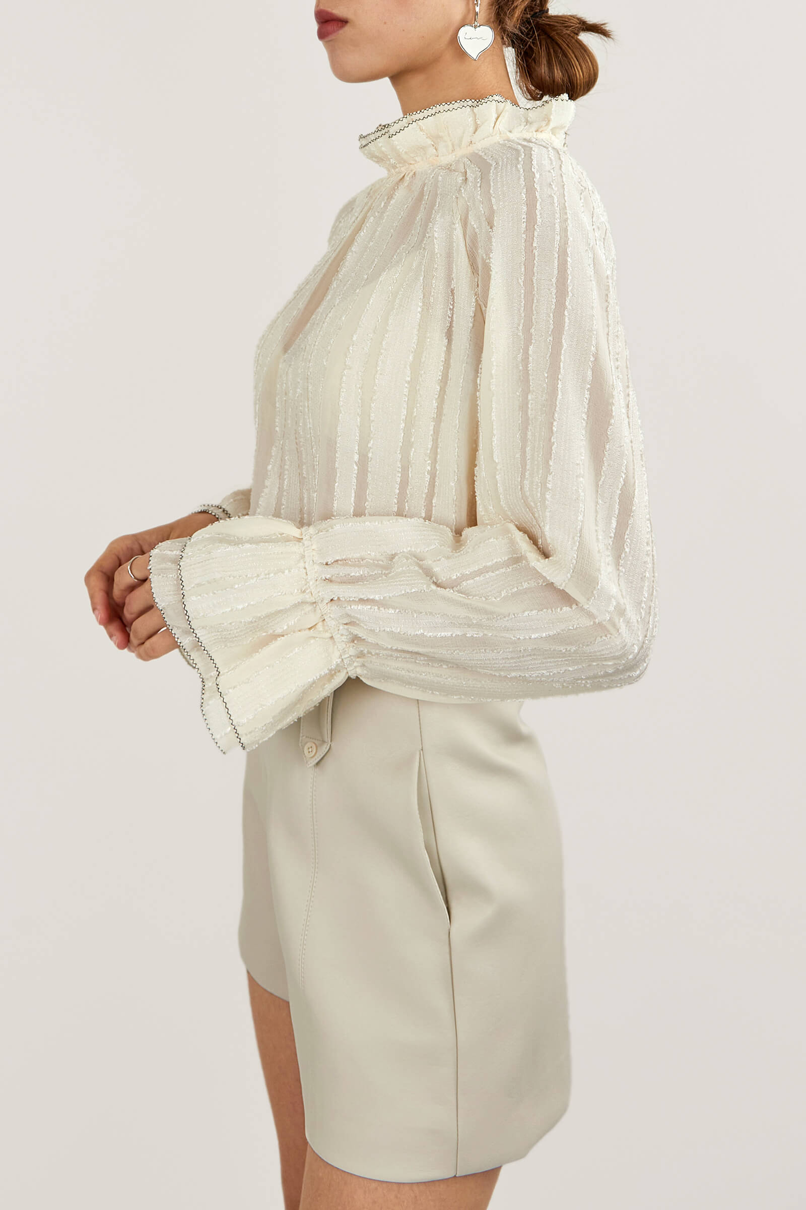 Dreamiest Love Ivory Long Sleeve Lace-Trimmed Blouse