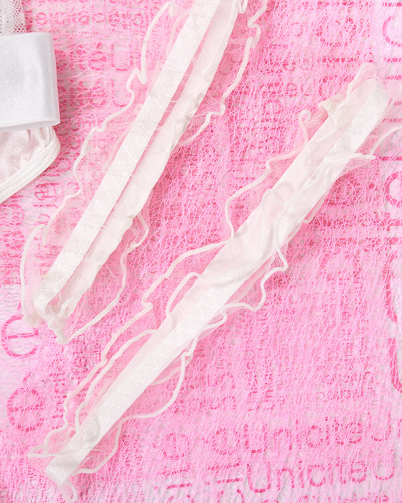 Sheer Lace Bow Spaghetti Strap Teddy Bodysuit