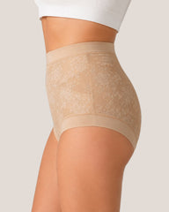 4-Pack High Waist Front Crossover Floral Lace Breathable Panties