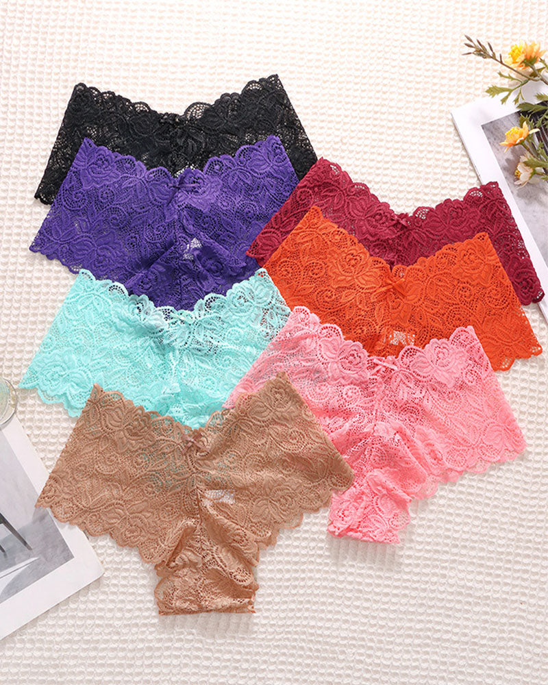 European And American Style Lace Women's Low-Lise Seamless Cut-Out Briefs