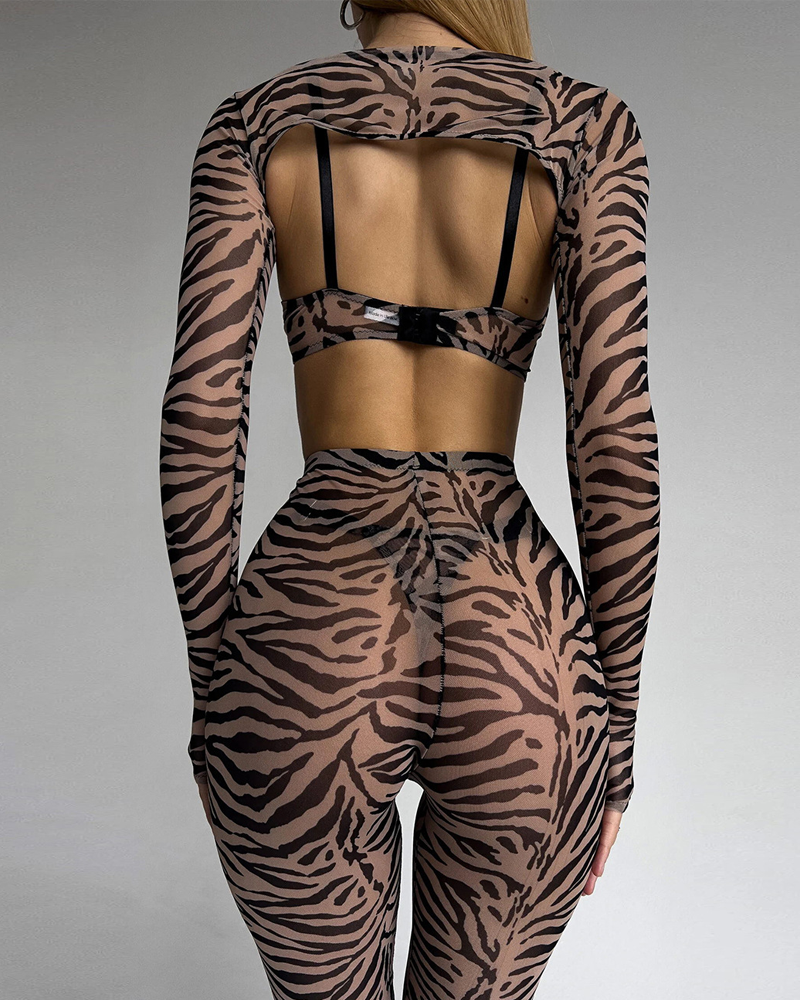Zebra Print 4-Piece Lingerie Set