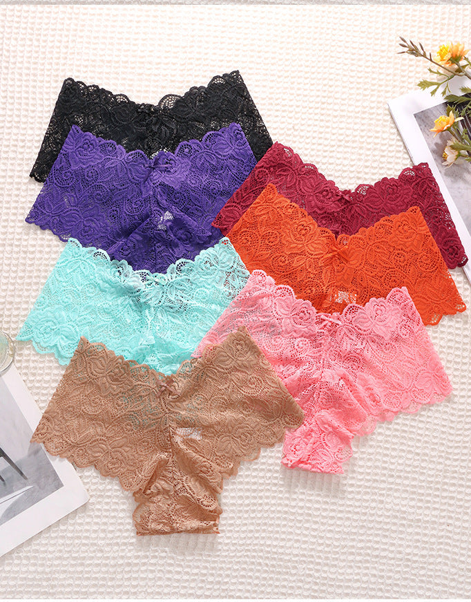 European And American Style Lace Women's Low-Lise Seamless Cut-Out Briefs