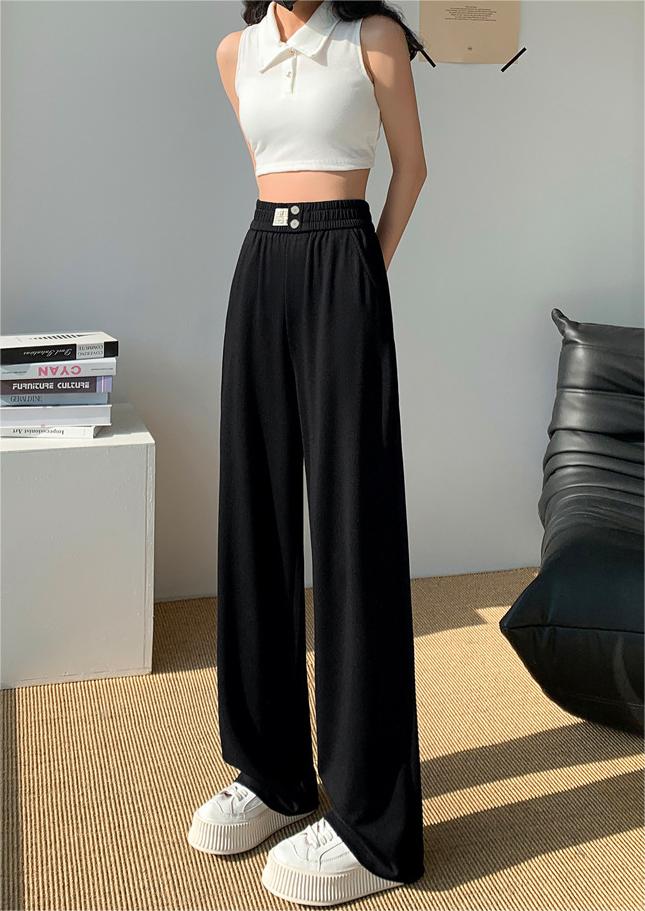 Black High-Waisted Straight Slacks