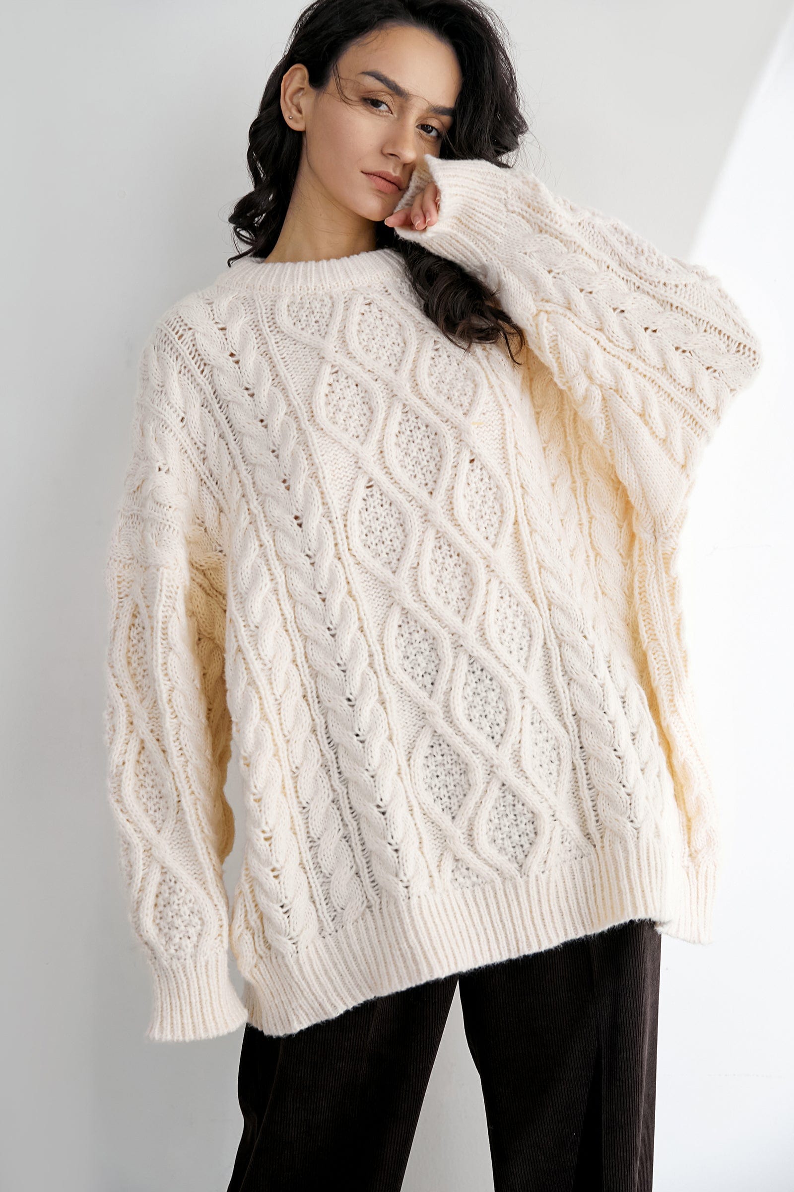 Zaylah Ivory Round Neck Sweater