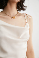 Courtney Beige Cowl Neck Tank Top