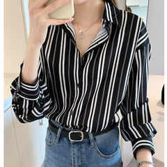 Royal Black Striped Cuff Shirt